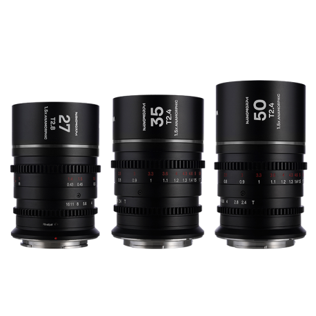 Laowa Nanomorph 1.5X Anamorphic Mirrorless sada 3 objektivů 27mm T2.8 / 35mm T2.4 / 50mm T2.4 Silver