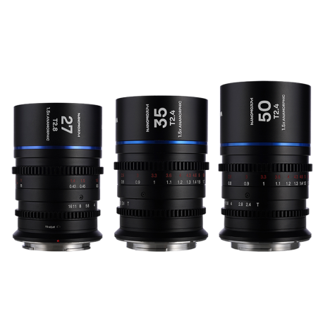 Laowa Nanomorph 1.5X Anamorphic Mirrorless sada 3 objektivů 27mm T2.8 / 35mm T2.4 / 50mm T2.4 Blue